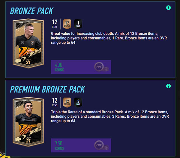 easy coins in fut 21 with bronze packs